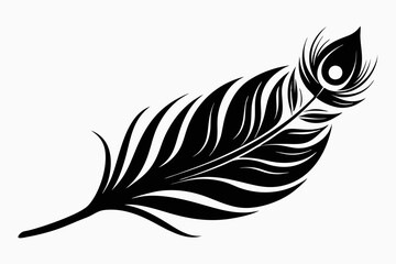 Obraz premium flying peacock feather line art silhouette vector illustration