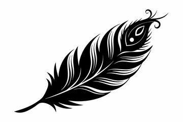 Obraz premium flying peacock feather line art silhouette vector illustration
