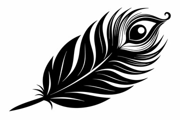 Obraz premium flying peacock feather line art silhouette vector illustration