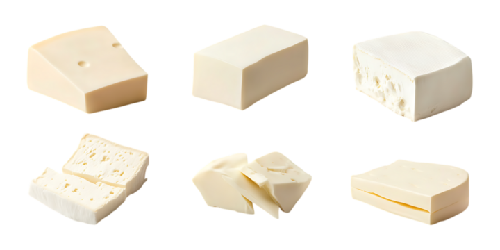 Pack Cream Cheese Slices Set Against Transparent Background for Dairy Product Branding, Food Packaging, or Breakfast Menu Design