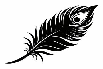 flying peacock feather line art silhouette vector illustration