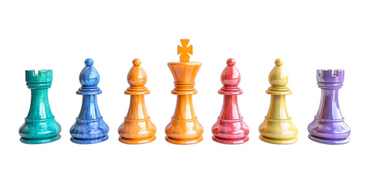 Pack Chess Pawn Set Against Transparent Background for Board Game Illustrations, Strategy Concepts, or Educational Design