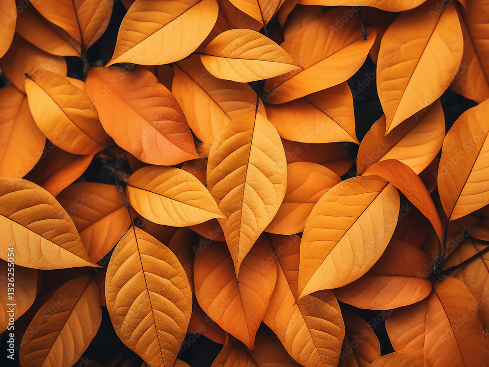 Poster golden yellow autumn leaves blending into burnt orange creating a circular gradient effect