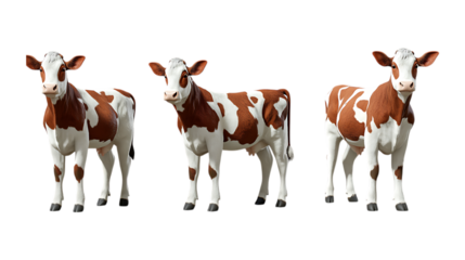 Pack Cow Set Against Transparent Background for Farm Graphics, Agricultural Branding, or Animal Illustrations