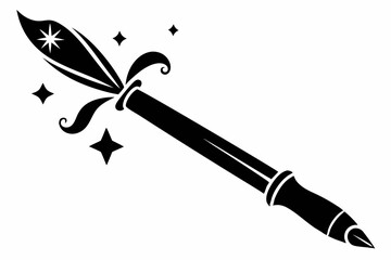 magical pen line art silhouette vector illustration