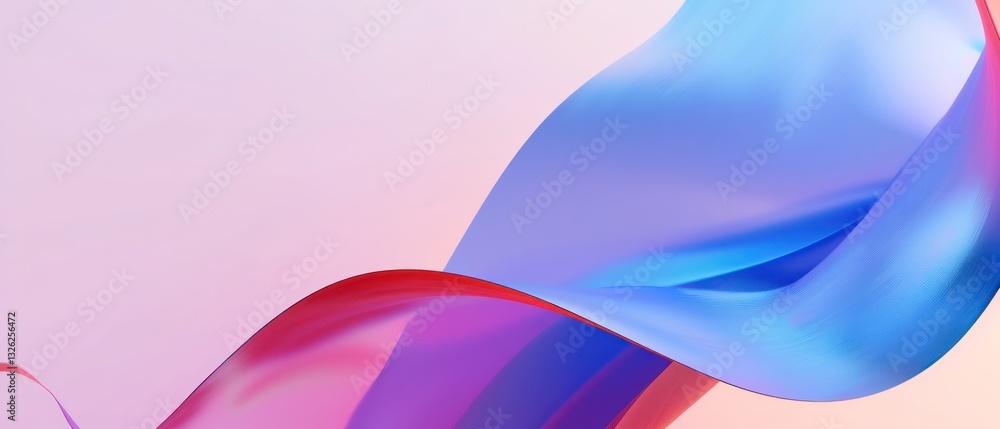Poster smooth curve wave fluid flowing colors right side representing energy movement gradient soft pink ba