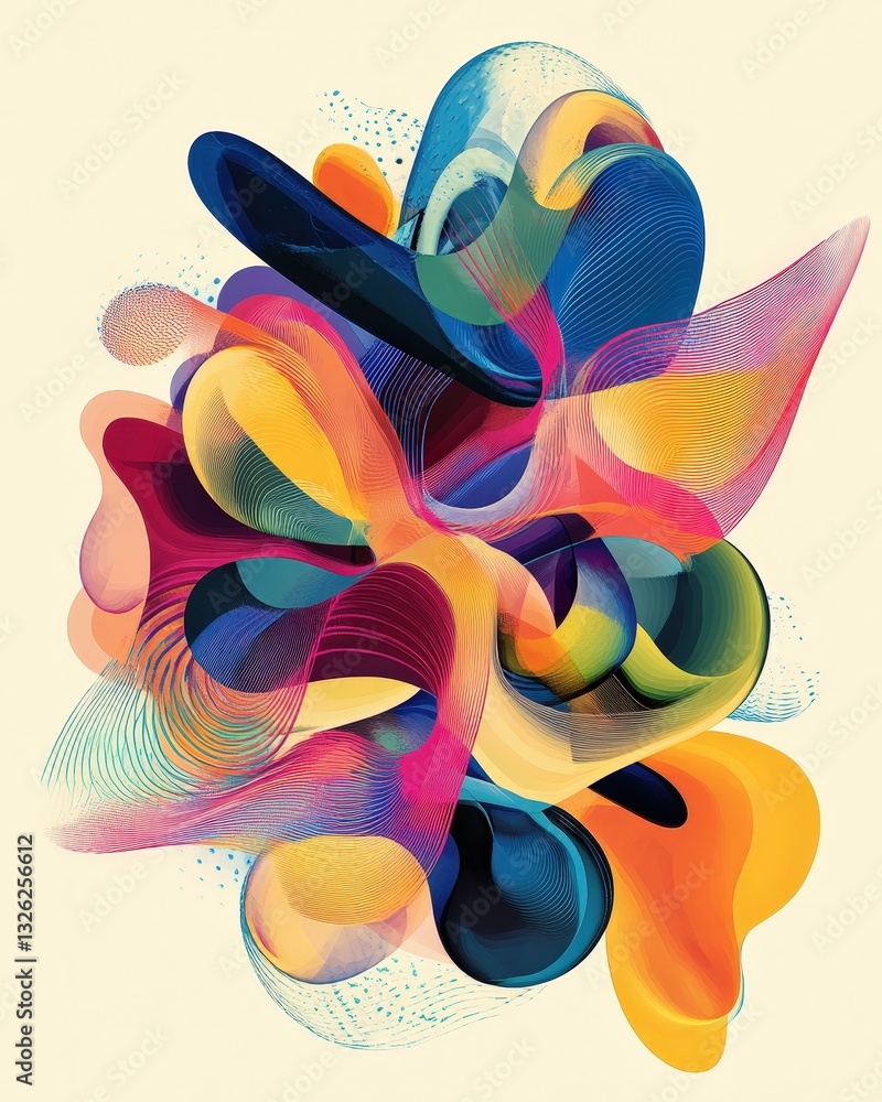 Poster a collection of colorful abstract shapes creating a dynamic and engaging visual display of art