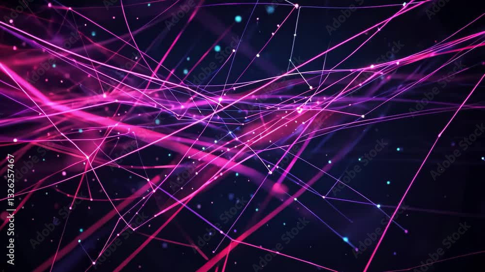 Poster Abstract glowing lines and particles create a vibrant and dynamic background for digital designs and presentations, Abstract Lines Particles Background Glowing Lines Glitter Particles And Dark