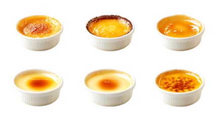 Pack Crème Brulee Set Against Transparent Background for Dessert Branding, Pastry Advertisements, or Fine Dining Menu Design