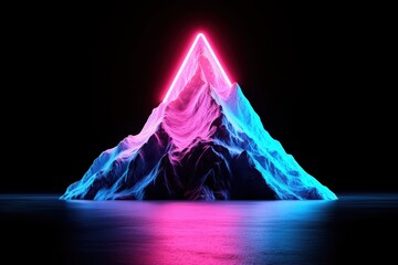 Futuristic Digital Mountain with Neon Lights and Bright Colors for Goal Setting Concept