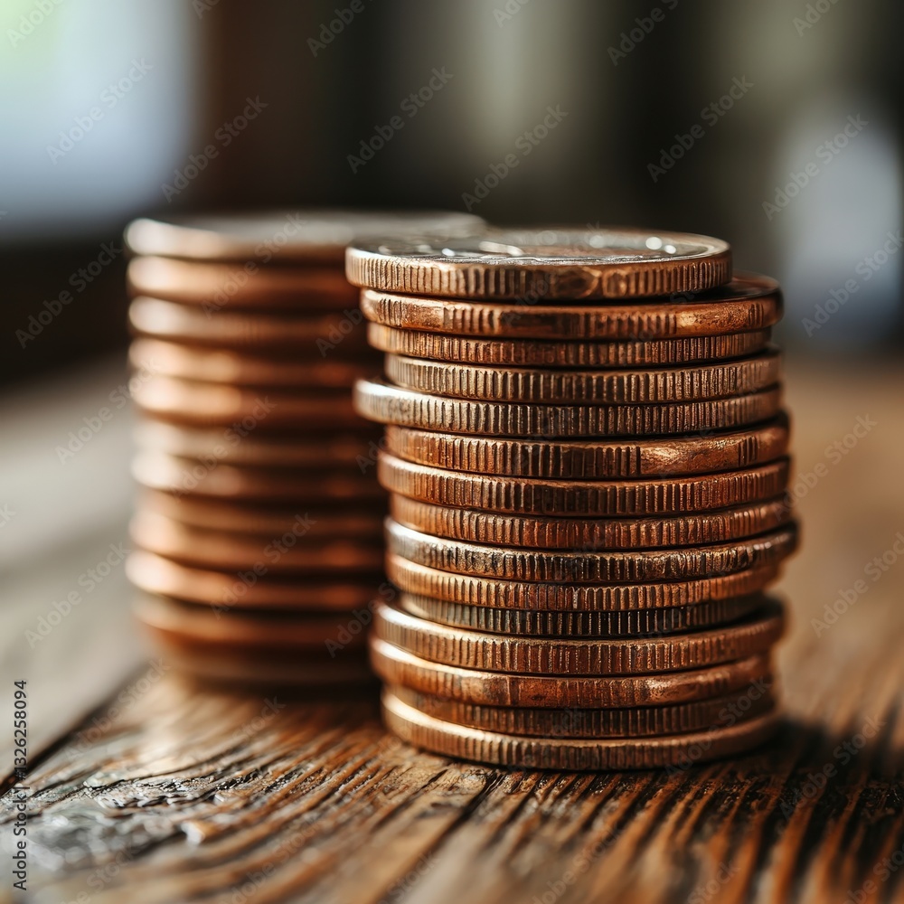 Aufkleber a stacked collection of various coins displayed in a neat pile representing financial wealth and val