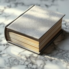 Beautifully arranged stack of marbled books on a luxurious marble surface showcasing elegant literary collection