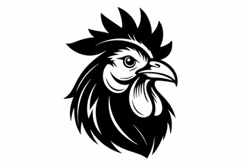 rooster head line art silhouette vector illustration