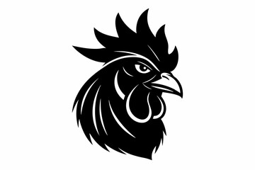rooster head line art silhouette vector illustration