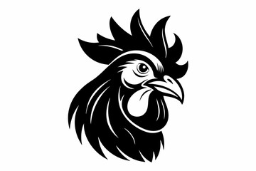 rooster head line art silhouette vector illustration