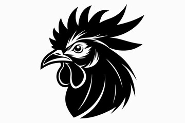 Obraz premium rooster head line art silhouette vector illustration