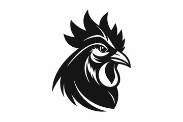 rooster head line art silhouette vector illustration