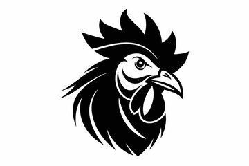 rooster head line art silhouette vector illustration