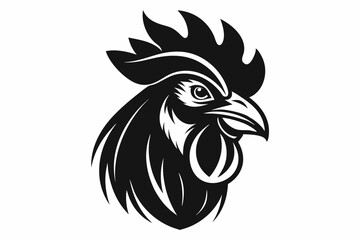 rooster head line art silhouette vector illustration
