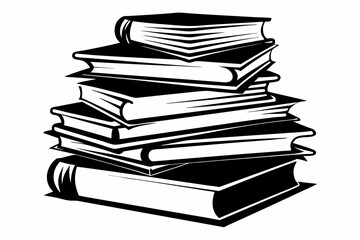 set books icon line art silhouette vector illustration