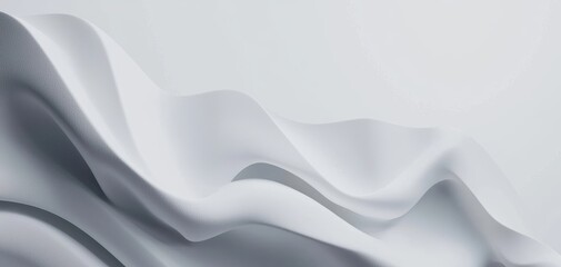 Obraz premium Futuristic flowing white forms creating a sense of movement and depth, ideal for abstract art and luxury design concepts