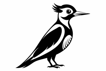Fototapeta premium woodpecker line art silhouette vector illustration