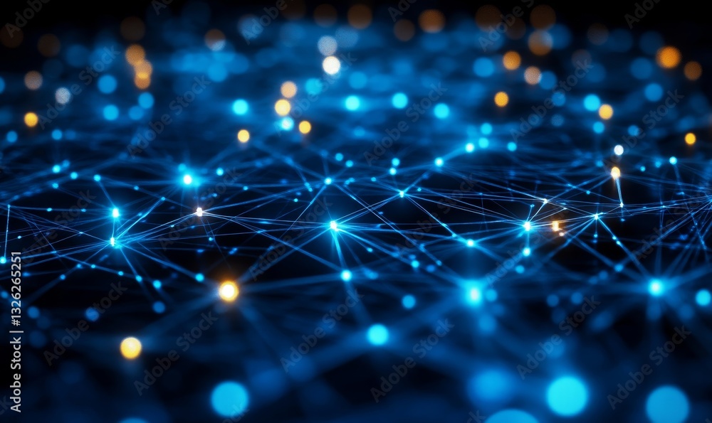 Wall mural a stunning digital network of interconnected data points glows with energy and precision. it resembl