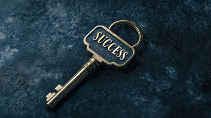Golden Key Symbolizing Success on Textured Background for Conceptual Representation