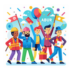 Fototapeta premium Vector illustration Happy Labour Day