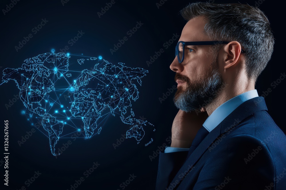 Poster professional networking concept with global connections in a digital world