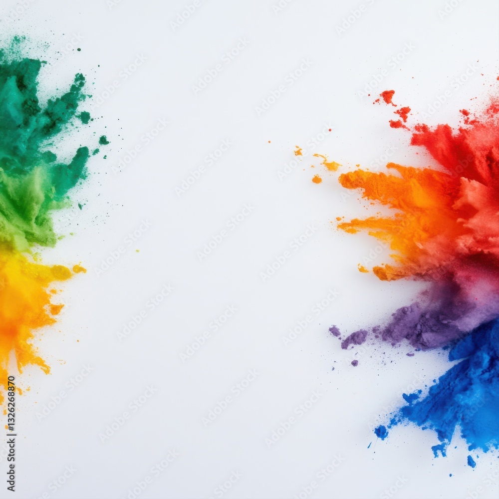 Aufkleber vibrant color explosion with bright splashes of pigment on a white background for creative design pr