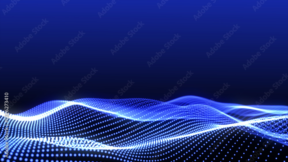 Poster abstract wave technology with light digital effect corporate concept. looping background red made wi