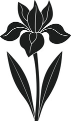 Iris Flower Silhouette - Elegant Botanical Vector for Spring and Nature Themes