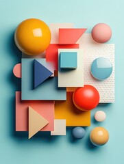 Obraz premium An abstract composition featuring various geometric shapes and colors