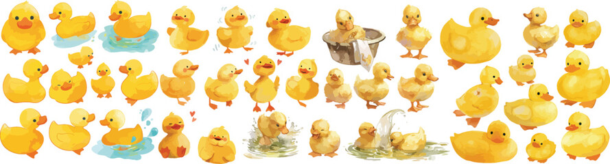 yellow duck watercolor clipart
