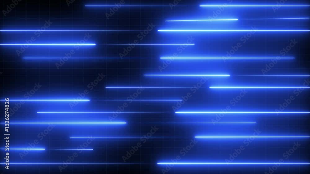 Poster abstract neon speed line animation.glowing neon digital stripes line animation on black background.
