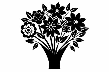 flower bouqet line art silhouette vector illustration