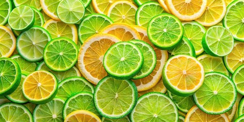 Obraz premium Vibrant lime slices arranged in a colorful spiral pattern , tropical, fruit pattern