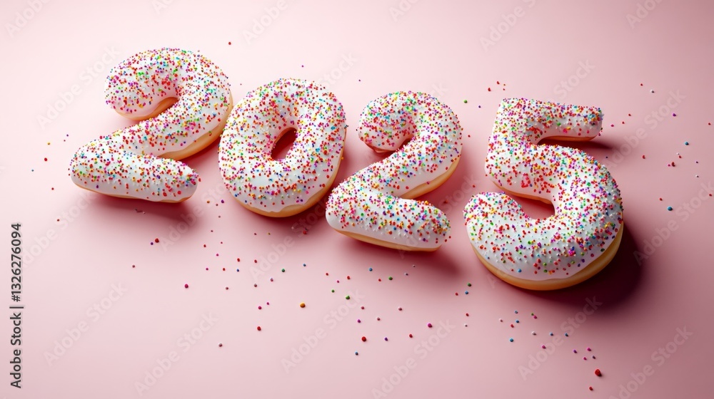 Poster a close up of a doughnut with the number twenty-five written on it