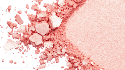 Crushed pressed powder stroke, peachy-pink undertones, high-quality beauty texture, soft and airy dust effect, ultra-realistic lighting, PNG format
