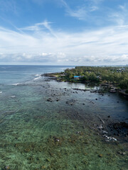 Mauritius island aerial view of Pointe aux piments