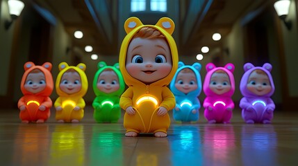 Obraz premium Rainbow Babies Hallway Glow.