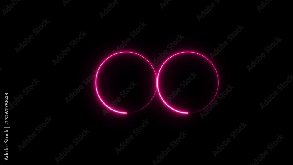 Poster background multi-colored circle. spectrum looped animation light glowing neon lines.