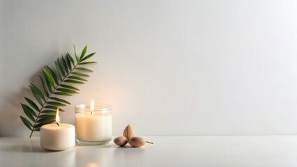 Fototapeta premium Flat Lay Candlelight Splash Effect Stock Photo - Cozy & Elegant Background