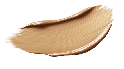 Luxury compact foundation swatch, creamy beige with soft shimmer, smooth and velvety texture, high-definition cosmetic stroke, isolated on transparent background 
