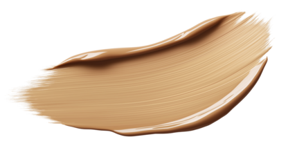 Luxury compact foundation swatch, creamy beige with soft shimmer, smooth and velvety texture, high-definition cosmetic stroke, isolated on transparent background 