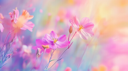 Vibrant, pastel, soft, dreamy, ethereal, and beautiful floral, flower spring background. Backdrop for cosmetics, spa, perfume, beauty salon, florist shop, invitation, gift cards, health care products