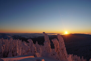 winter mountains with snow beautiful white and blue