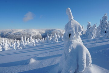 winter mountains with snow beautiful white and blue