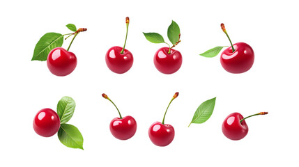 Pack Cherry Fruit Set Against Transparent Background for Fresh Produce Illustrations, Food Packaging, or Healthy Branding